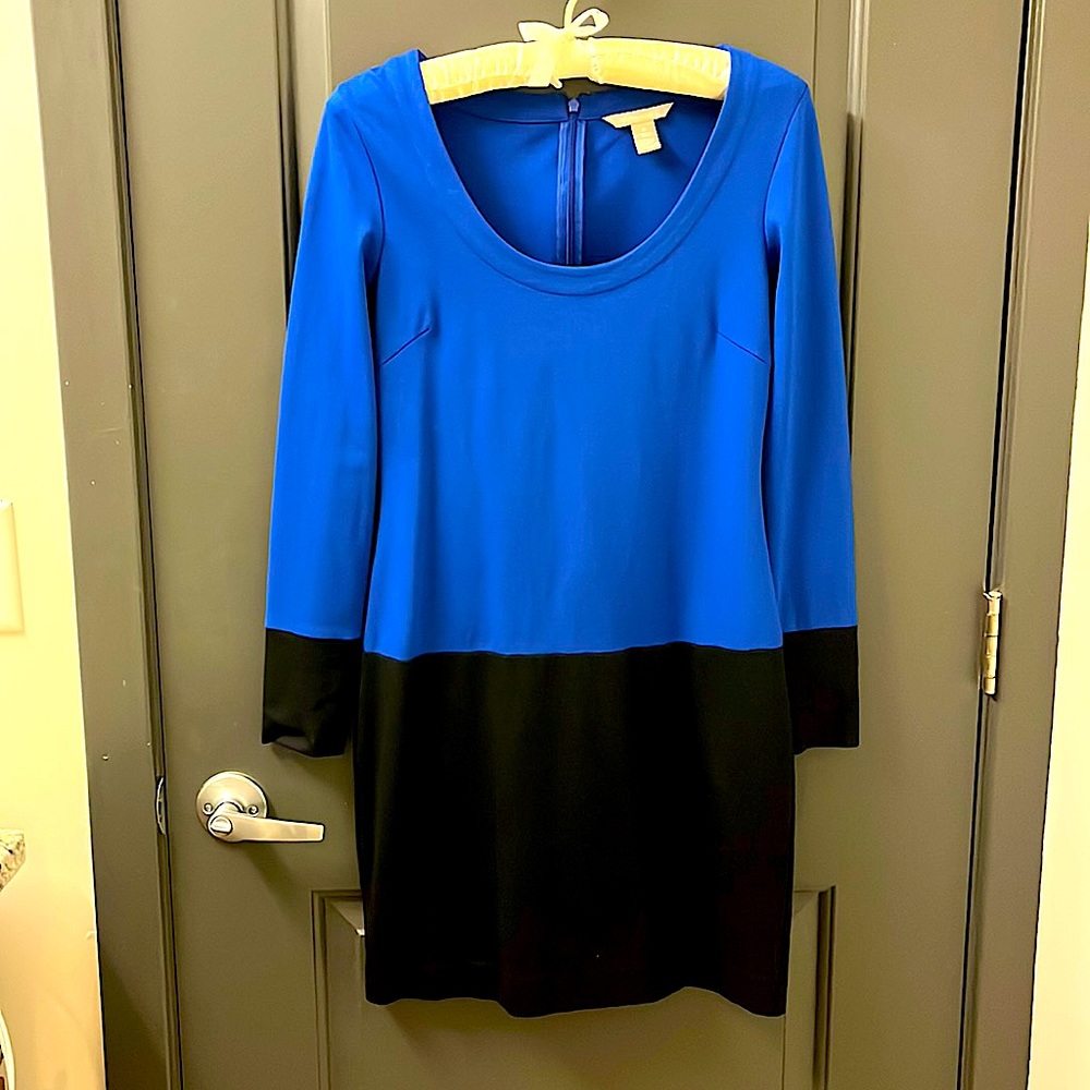 Banana Republic Block Color Long Sleeve Dress Scoop Neck
